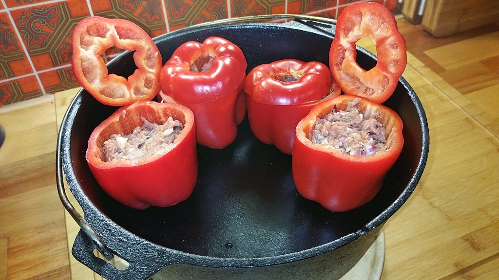Gefüllte Paprika mit Tomatensoße